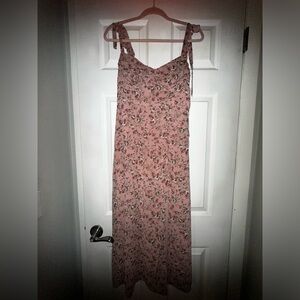 ASTR milkmaid tie pink floral dress